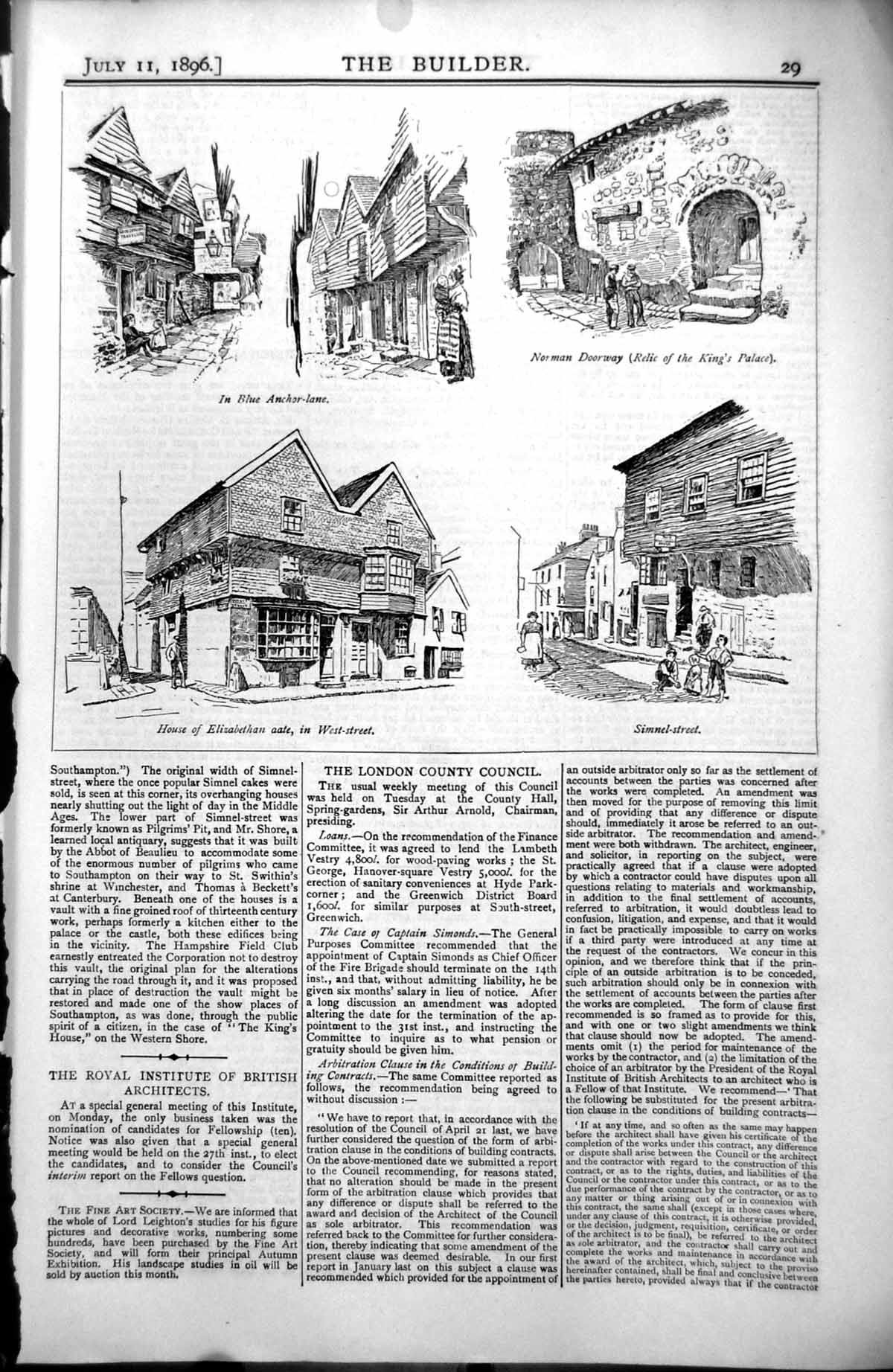 Old Elizabethan House West Street Blue Anchor Lane Norman Doorway 1896 19th
