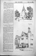 Original Old Antique Print Burwash Church England Holmshurst Burwash 1896 19th