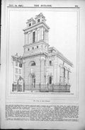 Antique Old Print West Front St Mary Woolnoth Railings Arched Entrance 1896