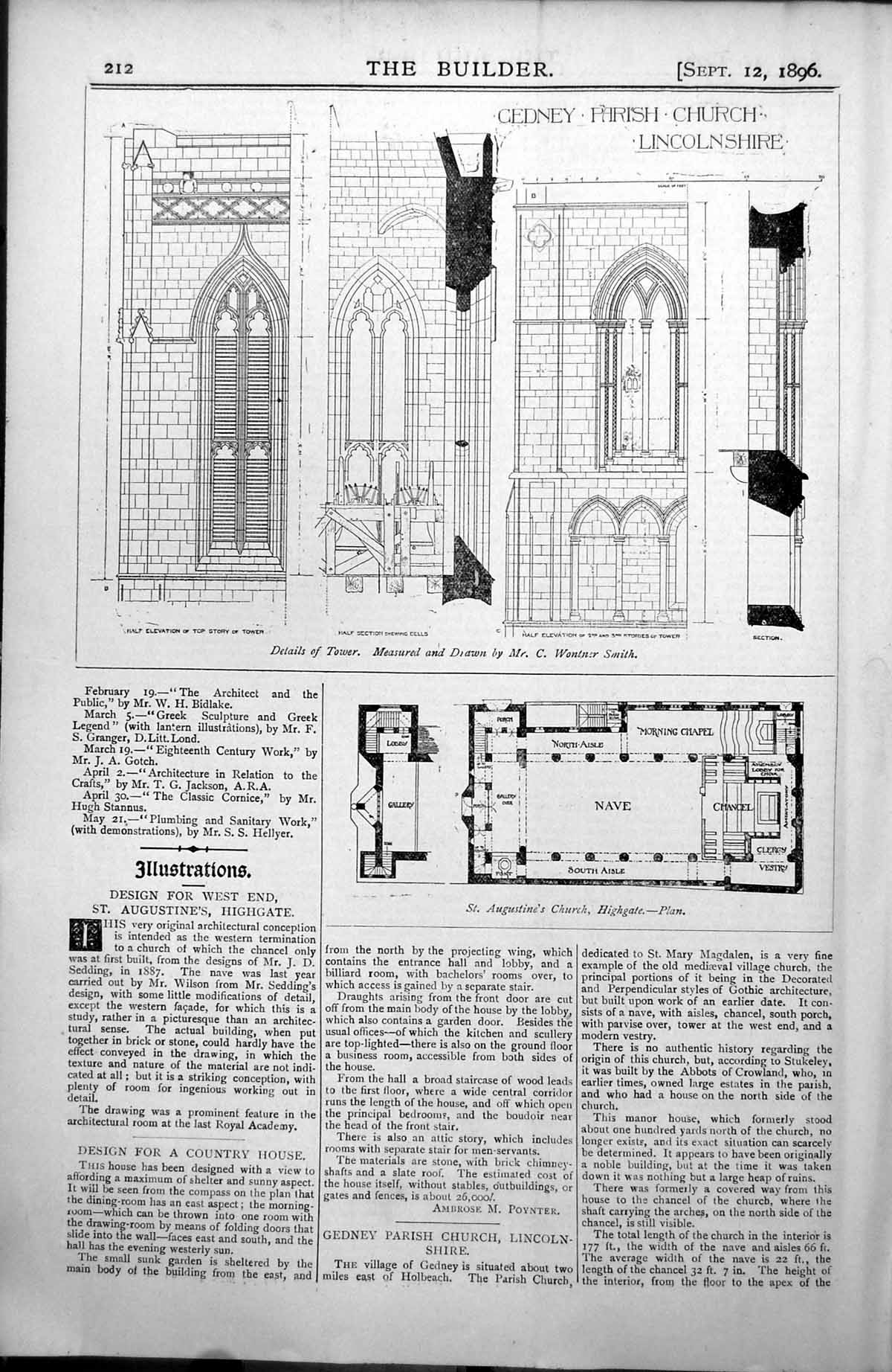 Old Cedney Parish Church Lincolnshire Plan St Augustines Highgate 1896 19th
