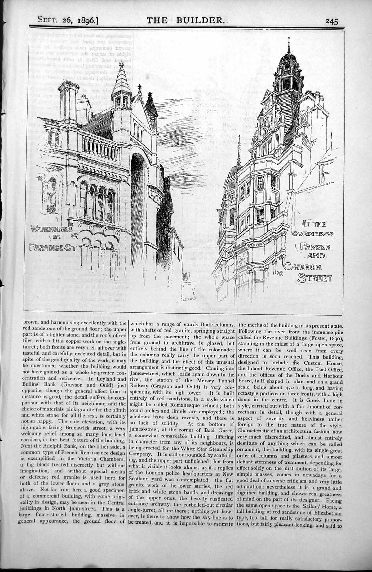 Old Warehouses Paradise St Parker Church St Facade Market Eliot St 1896 19th