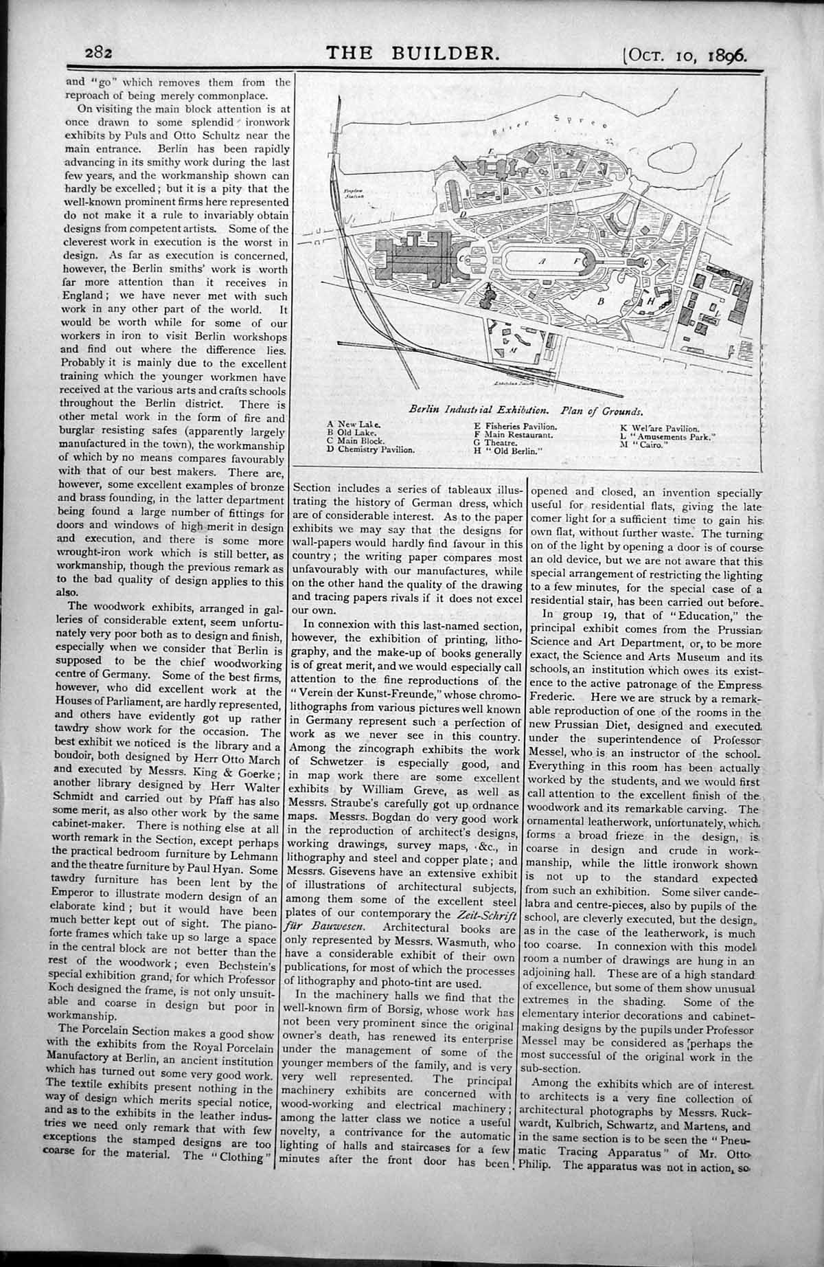 Print Berlin Industrial Exhibition Plan Grounds Lake Fisheries Pavilion 1896
