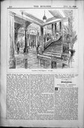 Original Old Antique Print Institution Civil Engineers Hall Staircase 1896 19th