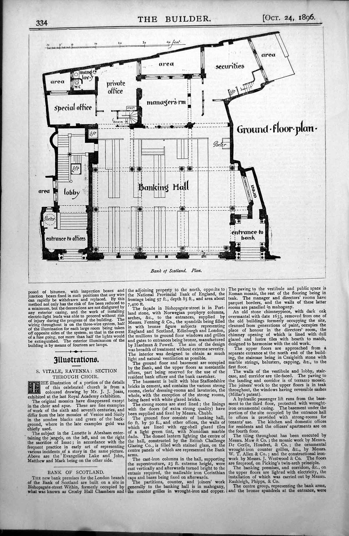Old Print Bank Scotland Bishopsgate Street London Plan Ground Floor 1896 19th