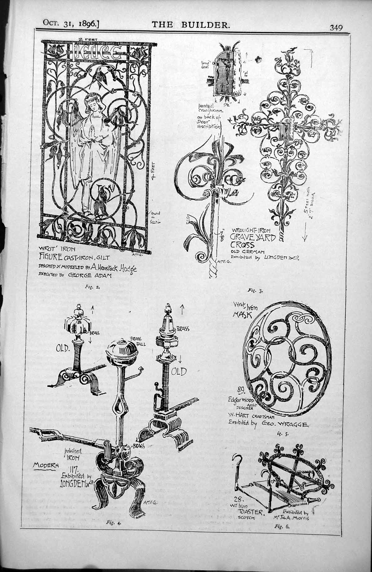 Old Wrought Iron Cross Longden Toaster Morris Weather Vane Leiper 1896 19th