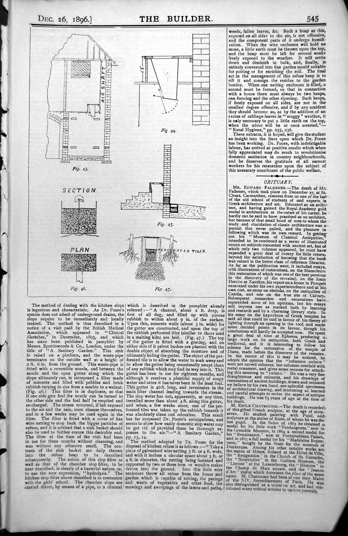 Antique Old Print Drainage Dr Poores System Drains Perforated Tiles Sink 1896