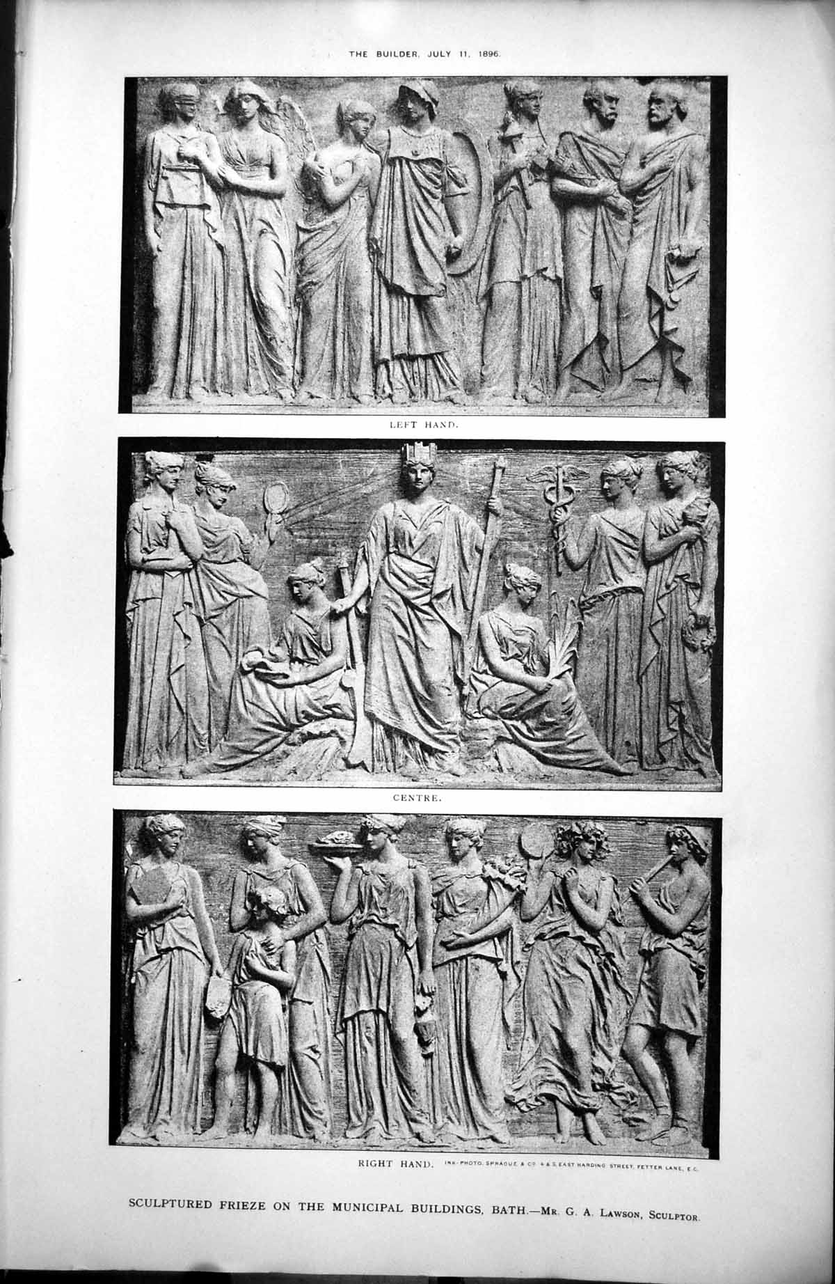 Old Sculptured Frieze Municipal Buildings Bath G A Lawson Sculptor 1896 19th