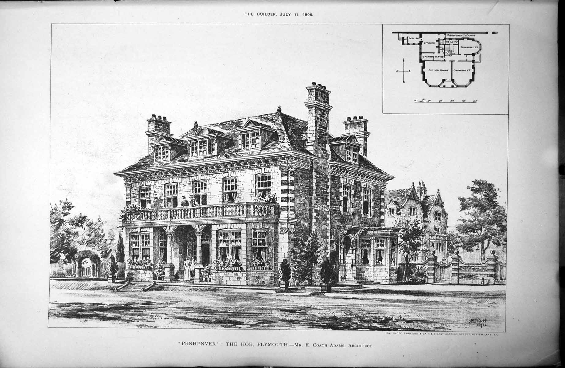 Old Penhenver The Hoe Plymouth Exterior Plan E Coath Adams Arch 1896 Victorian