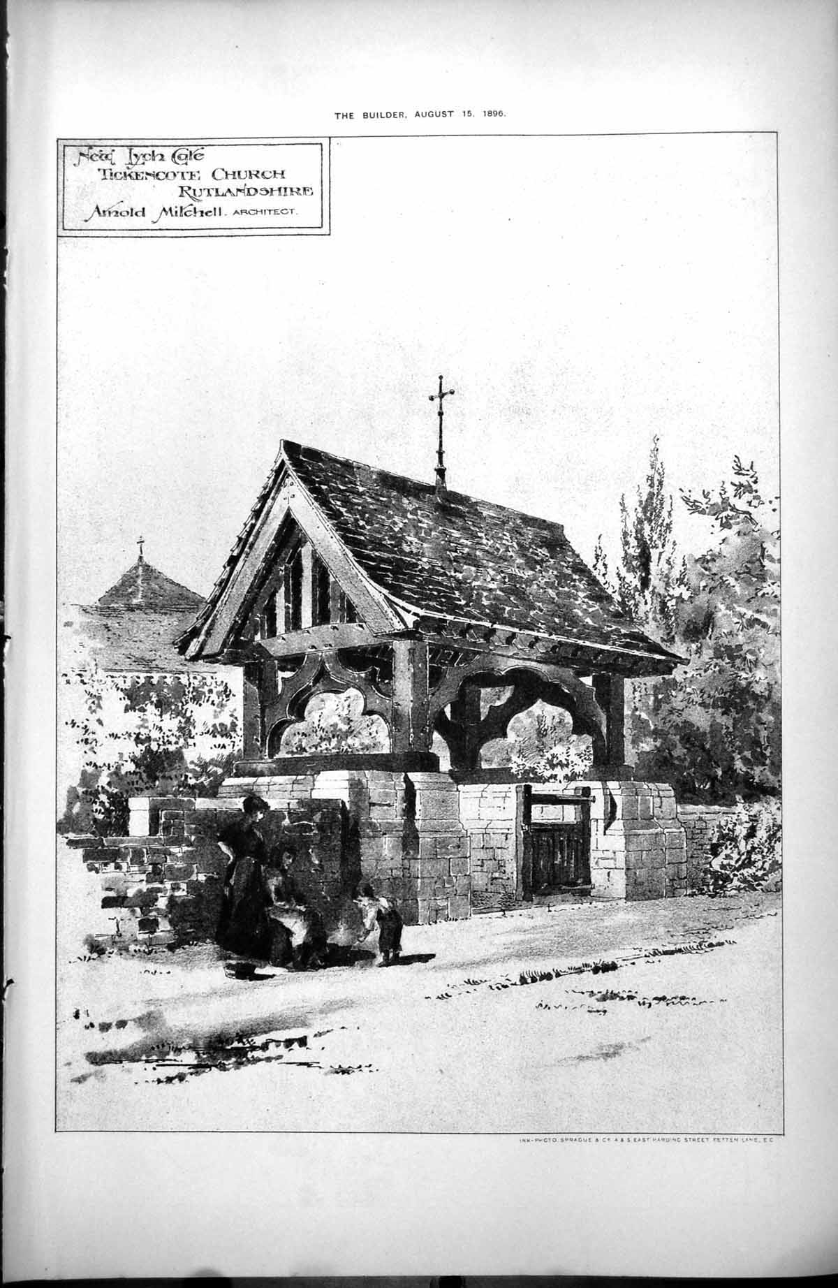 Antique Print New Lych Gate Tickescote Church Rutlandshire ArnMitchell 1896