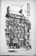Antique Old Print Gentlemans Town House Plan Walter Jaggard Architect 1896 19th