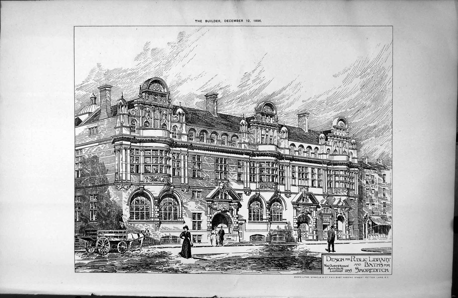 Old Design Public Library Baths Smoreditch Wigg Oliver & Hudson 1896 Victorian