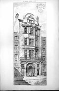 Old Antique Print 16 Soho Square W London Wimperis G Arber Architect 1896