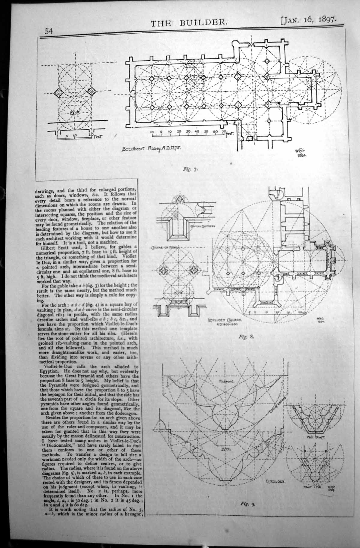Antique Print Limcluden College Sweetheart Abbey Builder 1897 Architecture 19th