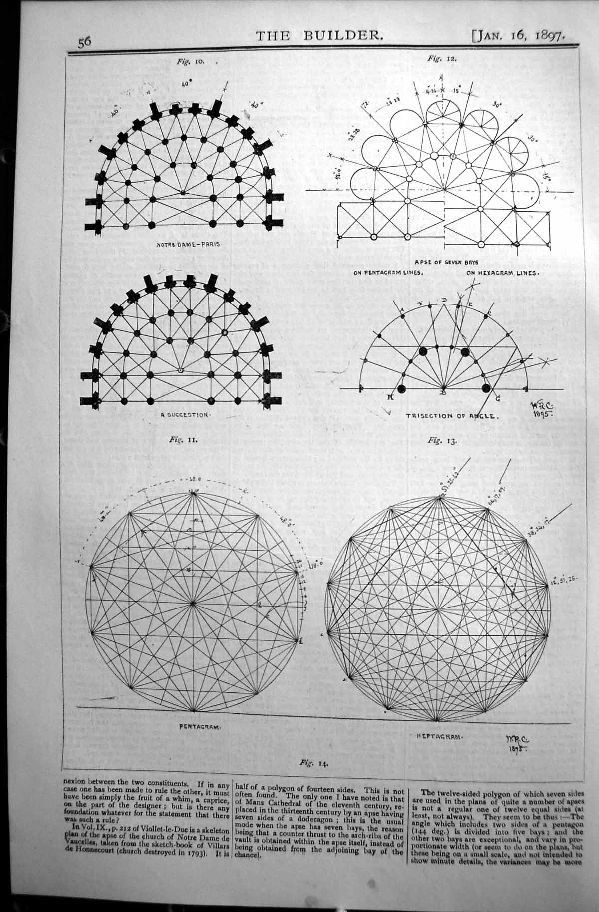 Old Builder 1897 Architecture Notre Dam Paris Pentagram Heptagram Ang Victorian