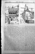 Old Antique Print Almshouses Market Street Wood Builder 1897 Architecture 19th
