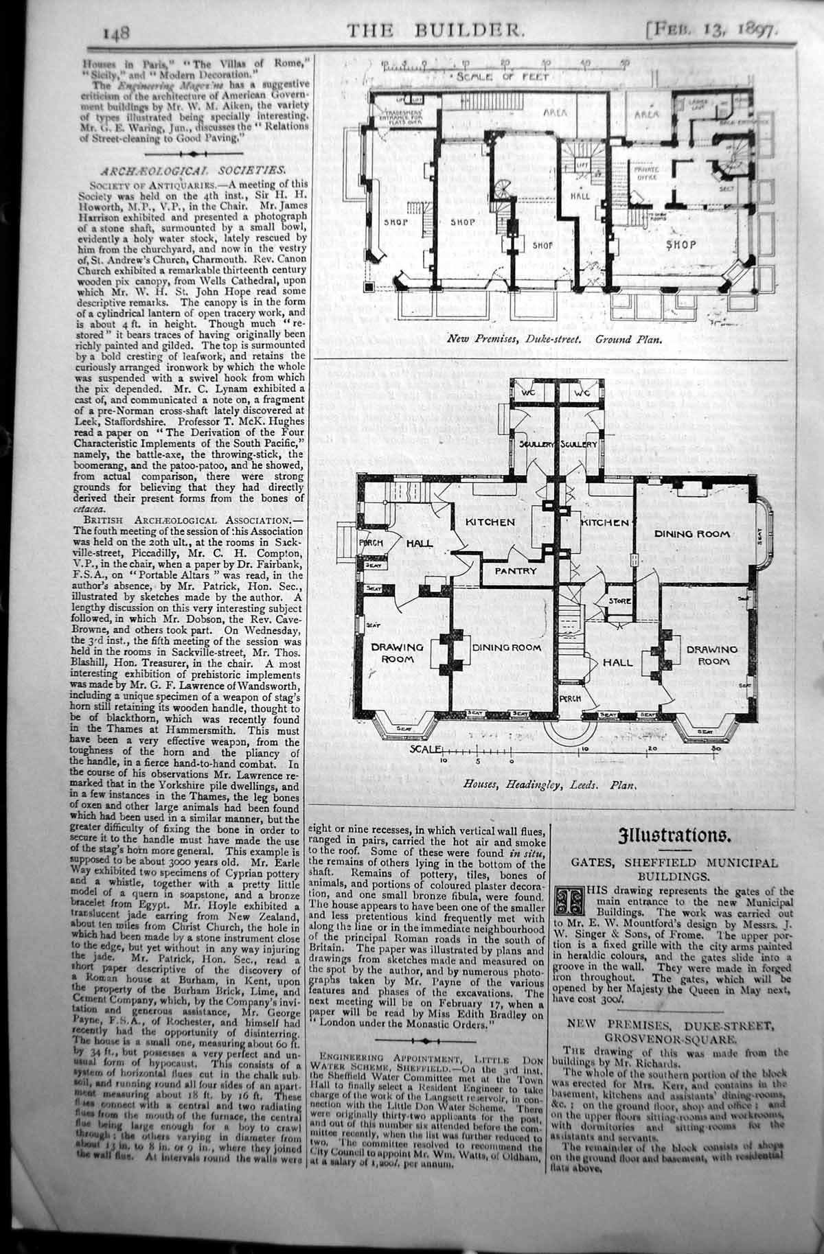 Old Builder 1897 Architecture Ground Plan Houses Headingley Leeds Duk Victorian