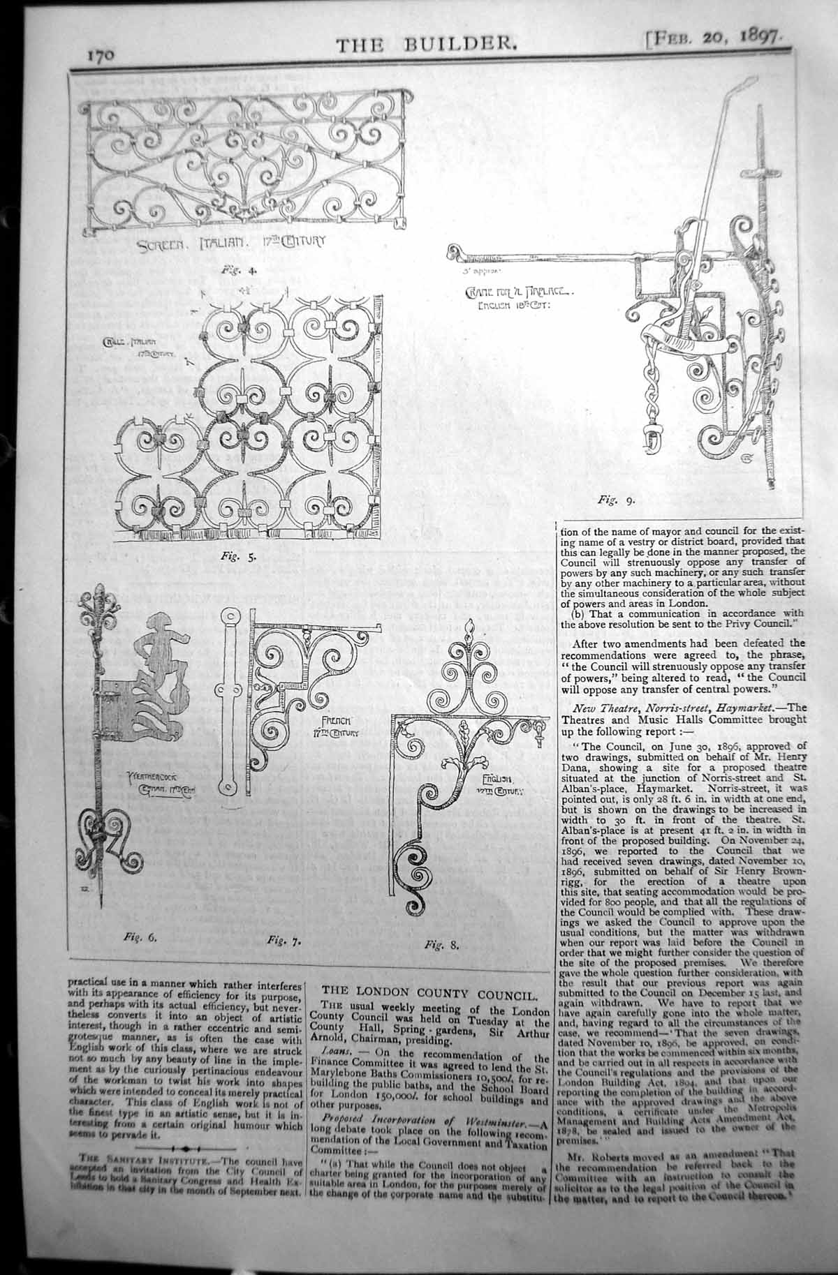 Old Builder 1897 Architecture Italian Screen English Fireplace Weathe Victorian