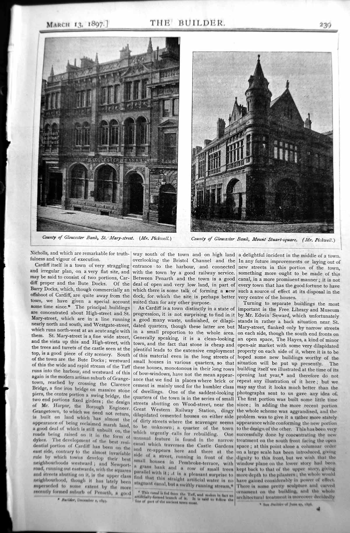 Old Builder 1897 Architecture Gloucester Bank St. Mary Street Mount S Victorian