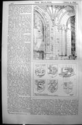 Antique Old Print Builder 1897 Architecture Sherborne Abbey Arms Rebuses Nave