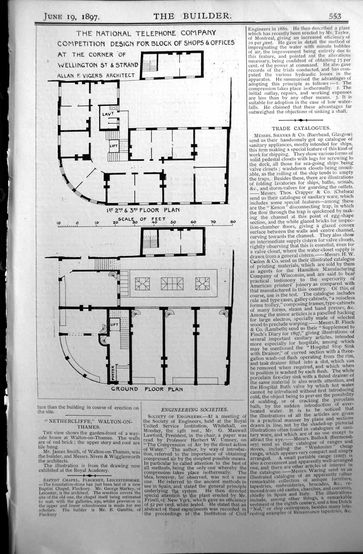 Old Builder 1897 Architecture Floor Plan Shops Offices Wellington Str Victorian
