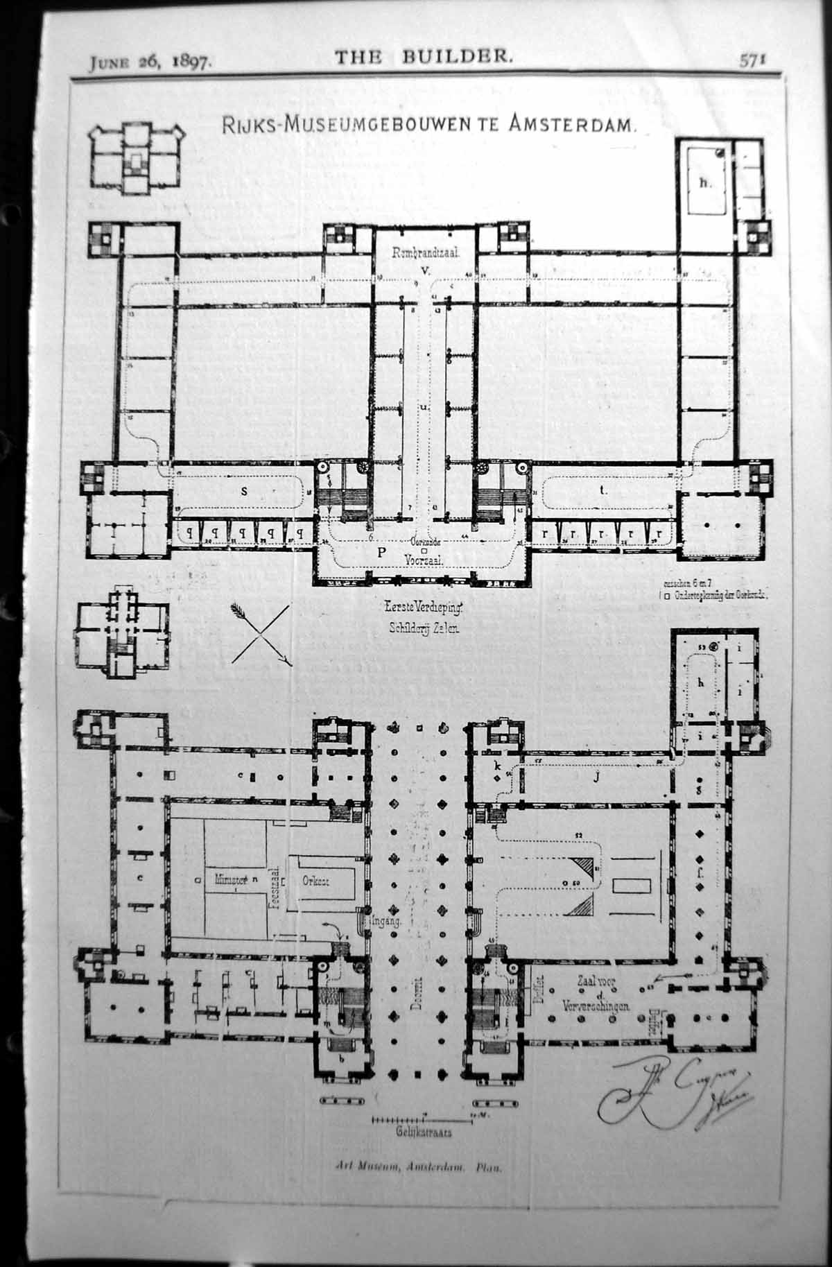 Old Builder 1897 Architecture Plan Rijks Art Museum Bouwen Amsterdam Victorian