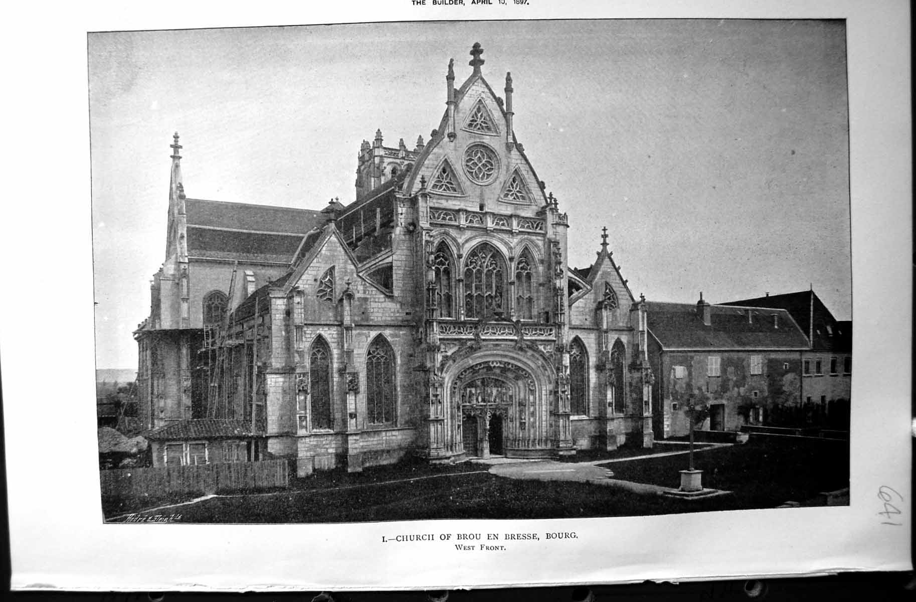 Old Antique Print Church Brou En Bresse Bourg Builder 1897 Architecture 19th