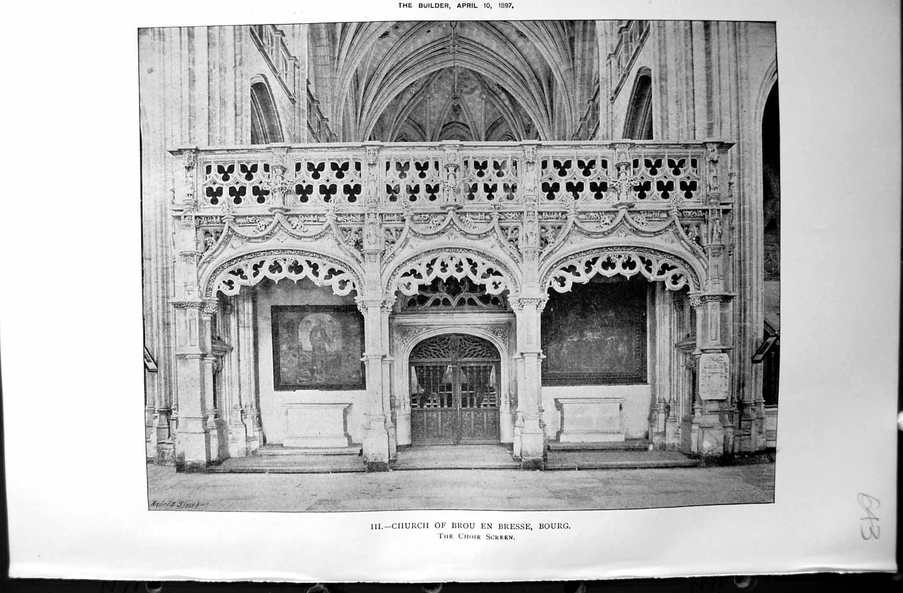 Old Builder 1897 Architecture Church Brou En Bresse Bourg Choir Scree Victorian