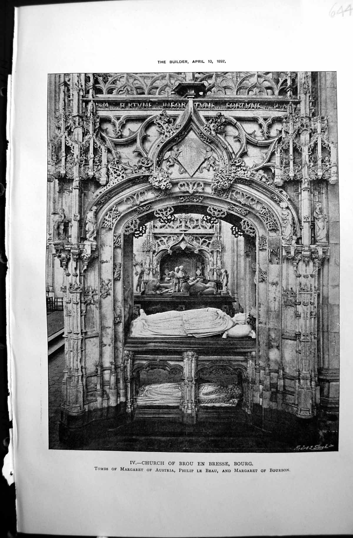 Old Church Brou En Bresse Bourg Tombs Margaret Philip Bourbon 1897 Ar Victorian
