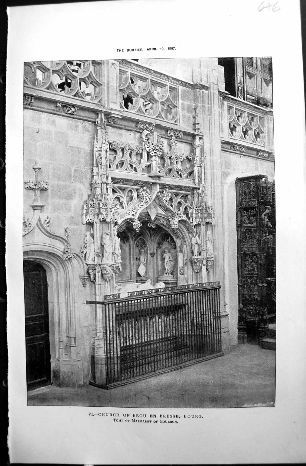 Old Church Brou En Bresse Bourg Tomb Margaret Bourbon Builder 1897 Ar Victorian