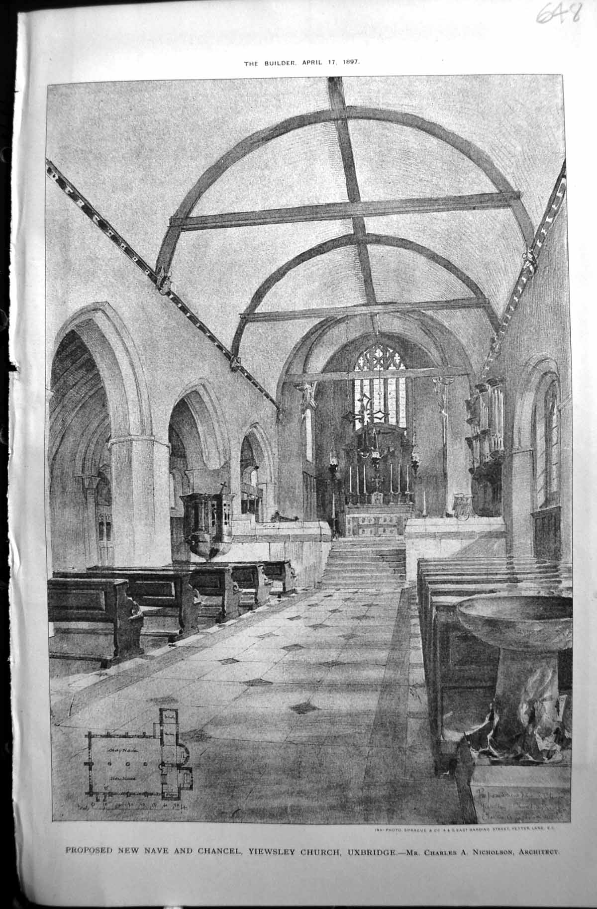 Old Builder 1897 Architecture Nave Chancel Yiewsley Church Uxbridge N Victorian
