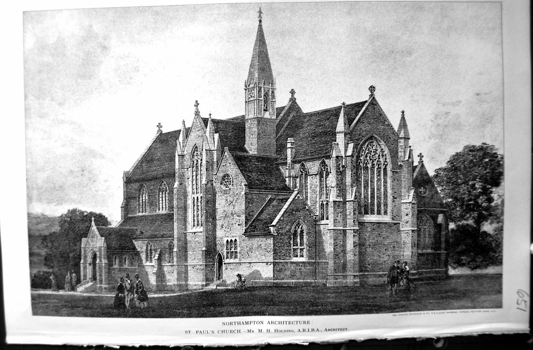 Antique Print Northampton St. Paul'S Church Hing Builder 1897 Architecture 19th