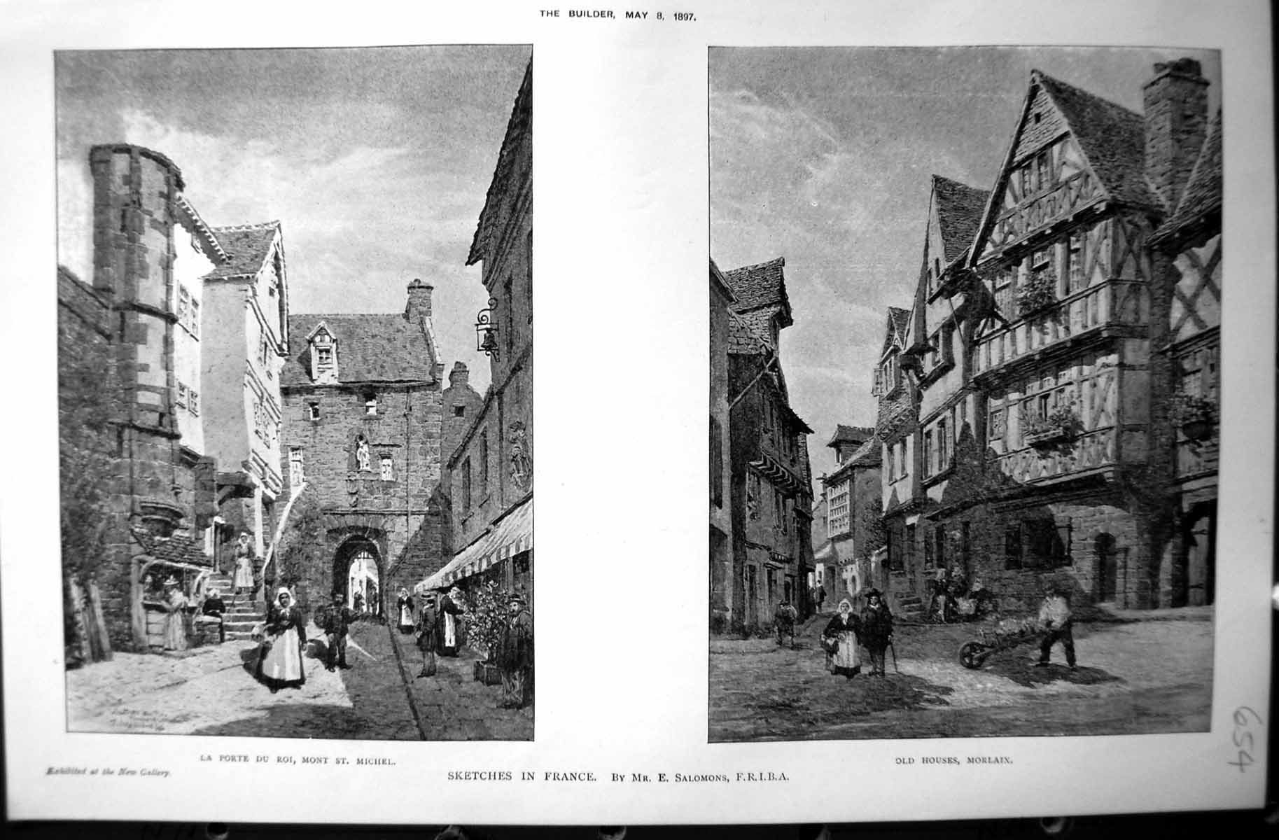 Old France Porte Mont St. Michel Houses Morlaix Builder 1897 Architec Victorian