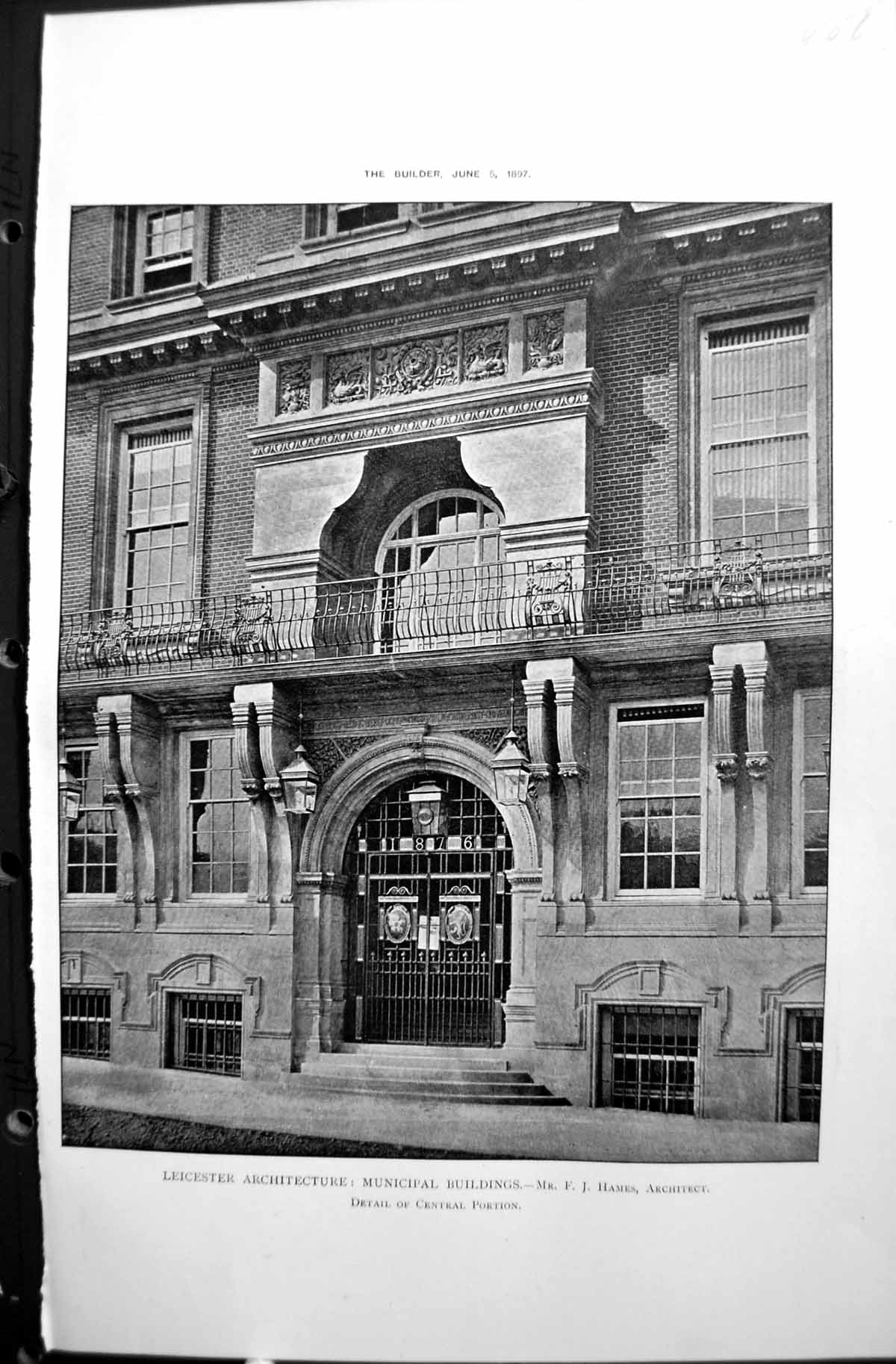 Old Central Portion Leicester Municipal Buildings Hames Builder 1897 Victorian