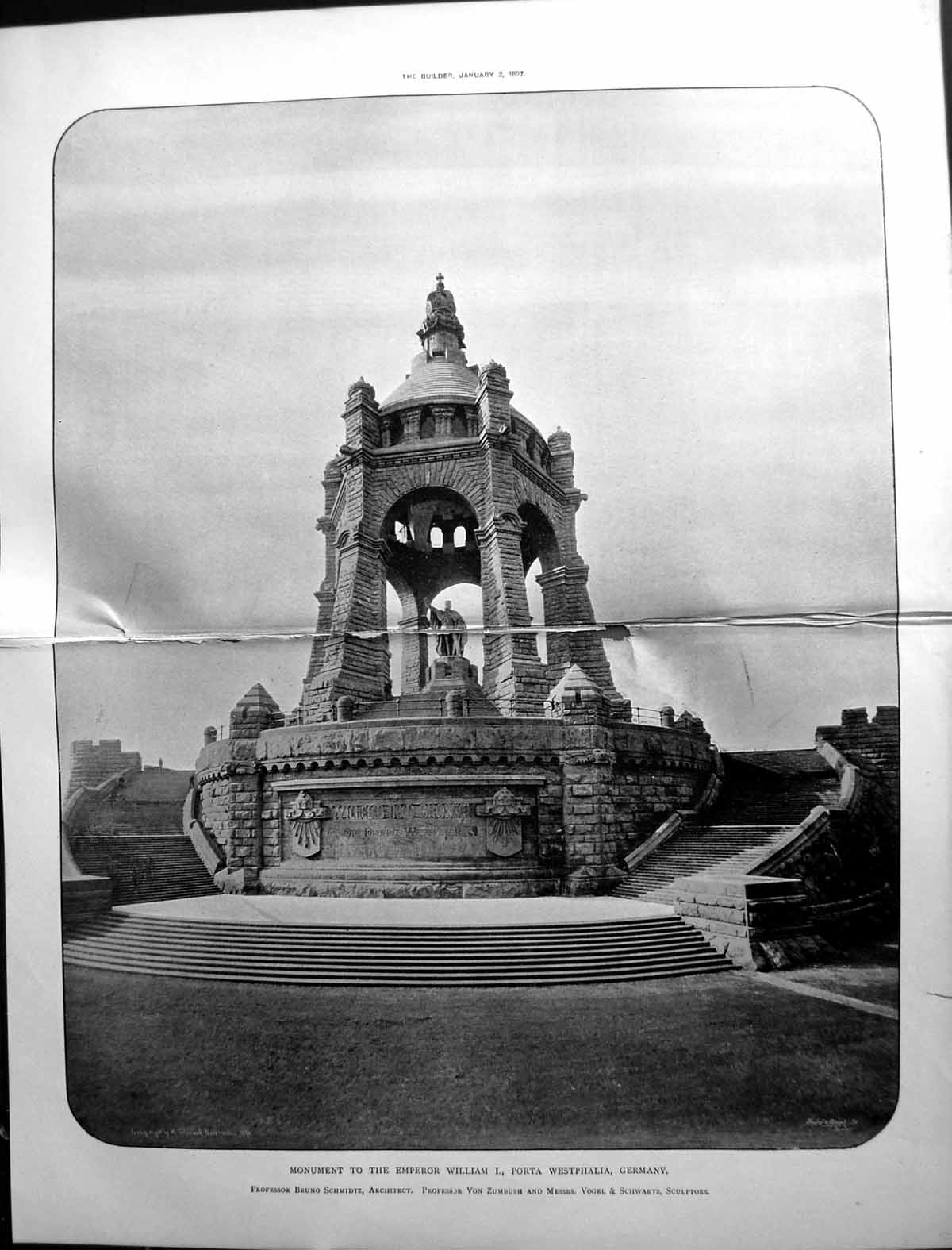 Old 1897 Architecture Monument Emperor William Porta Westphalia Germa 19th