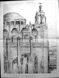 Old Antique Print Builder 1897 Architecture Building Palace Art Tennyson 19th