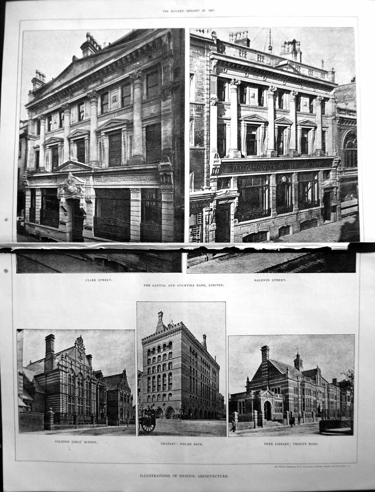 Old Builder 1897 Bristol Architecture Clare Street Baldwin Granary Li 19th