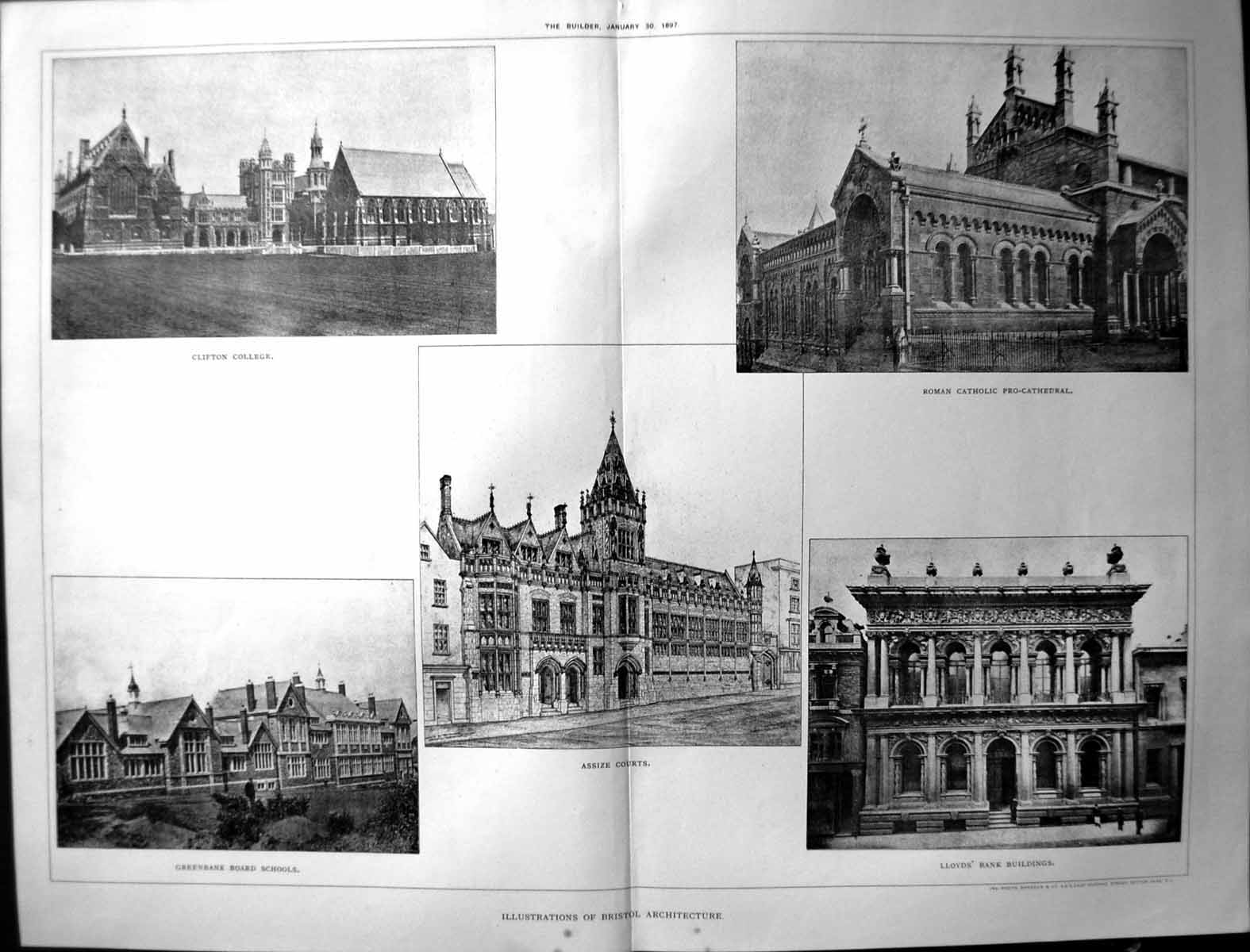 Old 1897 Bristol Architecture Roman Catholic Assize Courts Lloyds Ban 19th