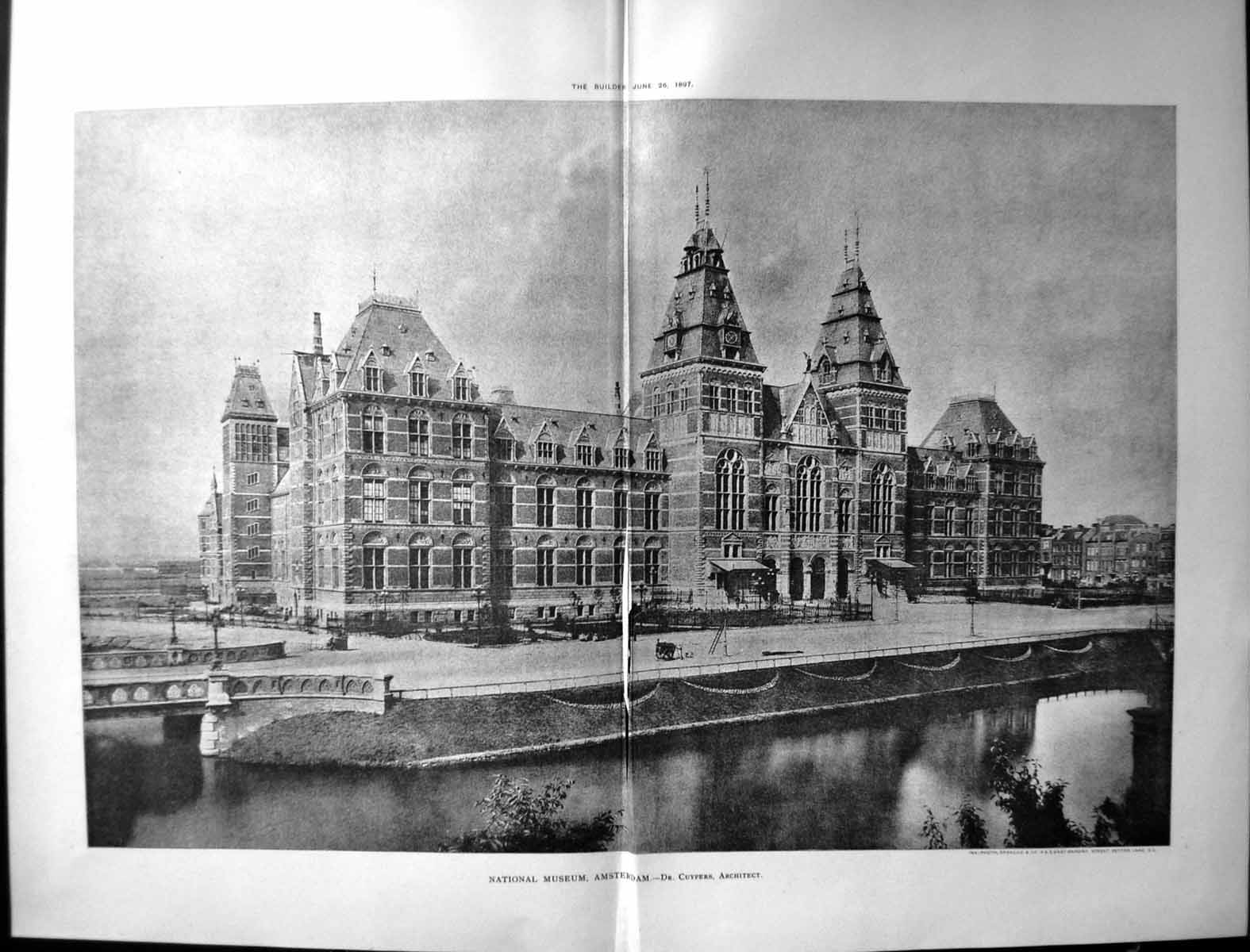Antique Print Builder 1897 Architecture National Musuem Amsterdam Cuypers 19th