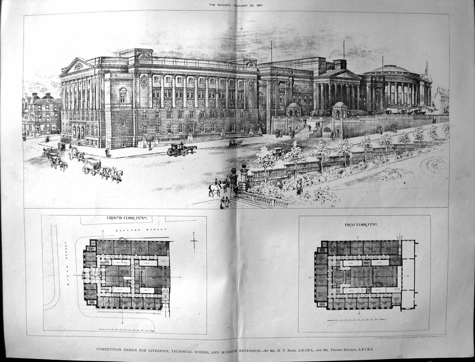 Old 1897 Architecture Liverpool Technical School Hare Davison Tomb Og 19th
