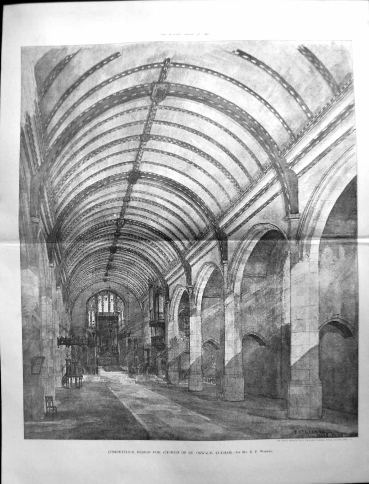 Old 1897 Architecture Church Oswald Fulham Warren Wilton Drayton Vers 19th