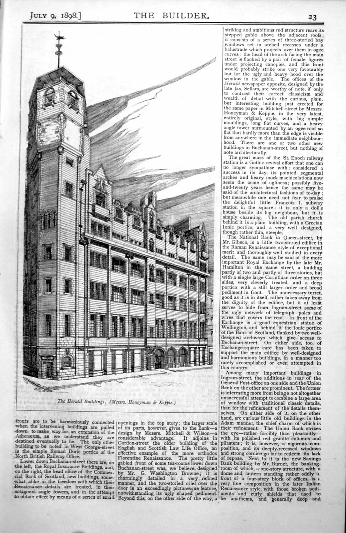 Antique Print Glasgow Herald Buildings The Corn Exchange Wf Mcgibbon 1898 0 19th