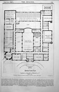 Old Print Technical Institute West Ham Plan Chapel Rue Jean-Gougon 1898 19th