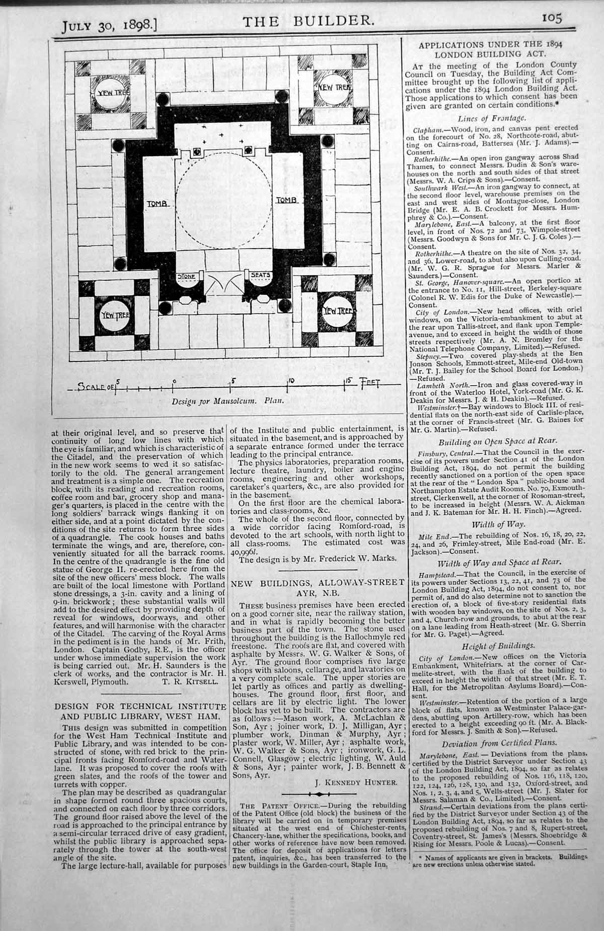 Antique Old Print Design For Mausoleum Plan Tombs Stone Seats Yew Trees 1898