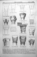 Old Antique Print Column Caps Great Hale Scartho Grimsby Glentworth 1898 19th