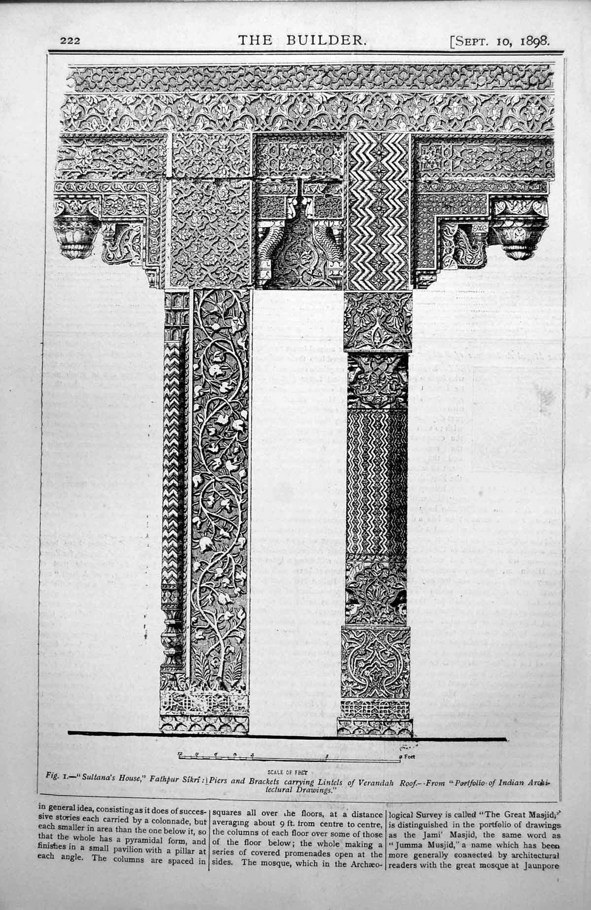 Old Sultana'S House Fathpur Sikri Piers Brackets Carrying Lintels 1898 19th