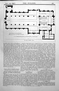 Antique Print St. Luke'S Enfield Plan Congregational Church Newcastle 1898
