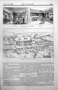 Antique Old Print Cliff Towers View Garden Salcombe Devonshire Interiors 1898