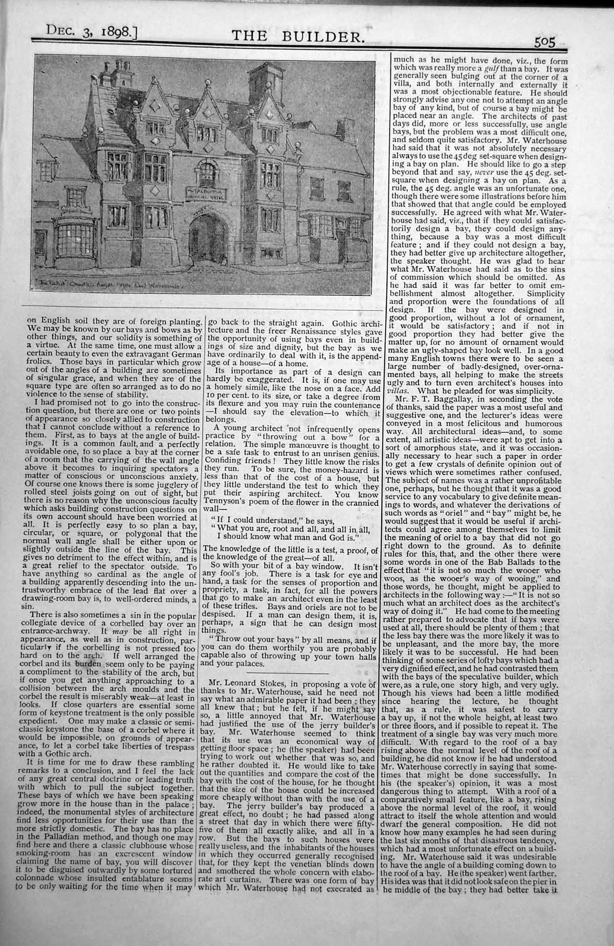 Old Antique Print Talbot Commercial Hotel Front Elevation Exterior 1898 19th
