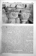Original Old Antique Print Two Capitals St Mark'S Venice Ornate Designs 1898