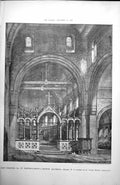 Old Antique Print New Chancel St Bartholemews Church Southsea Coombs 1898 19th